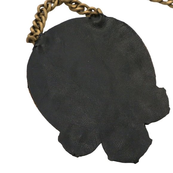 Ranjana Khan Heavily Beaded Black Stone Leather Back Long Statement Necklace - Picture 4 of 5